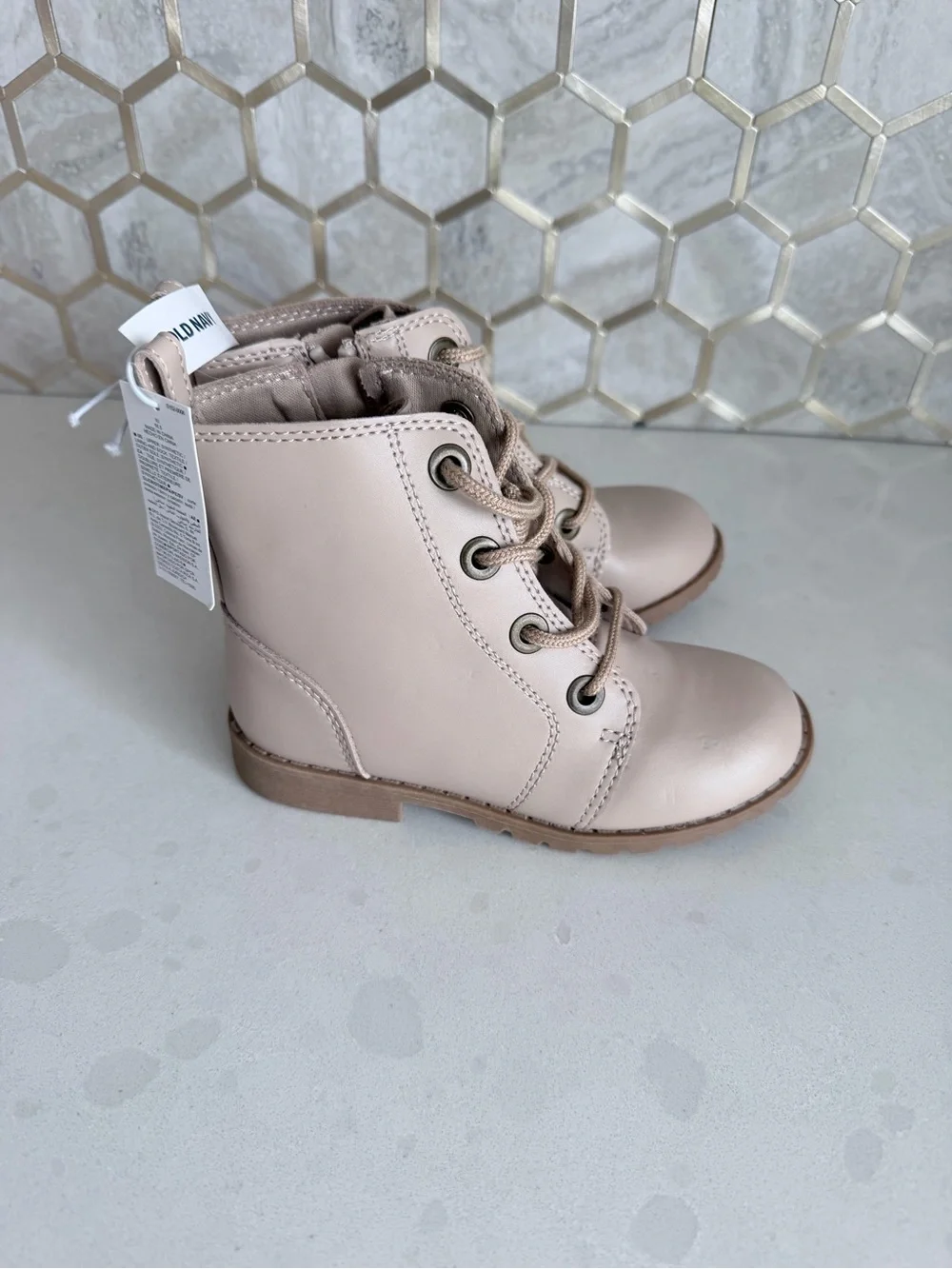 Old Navy Beige Lace-Up Kids' Ankle Boots